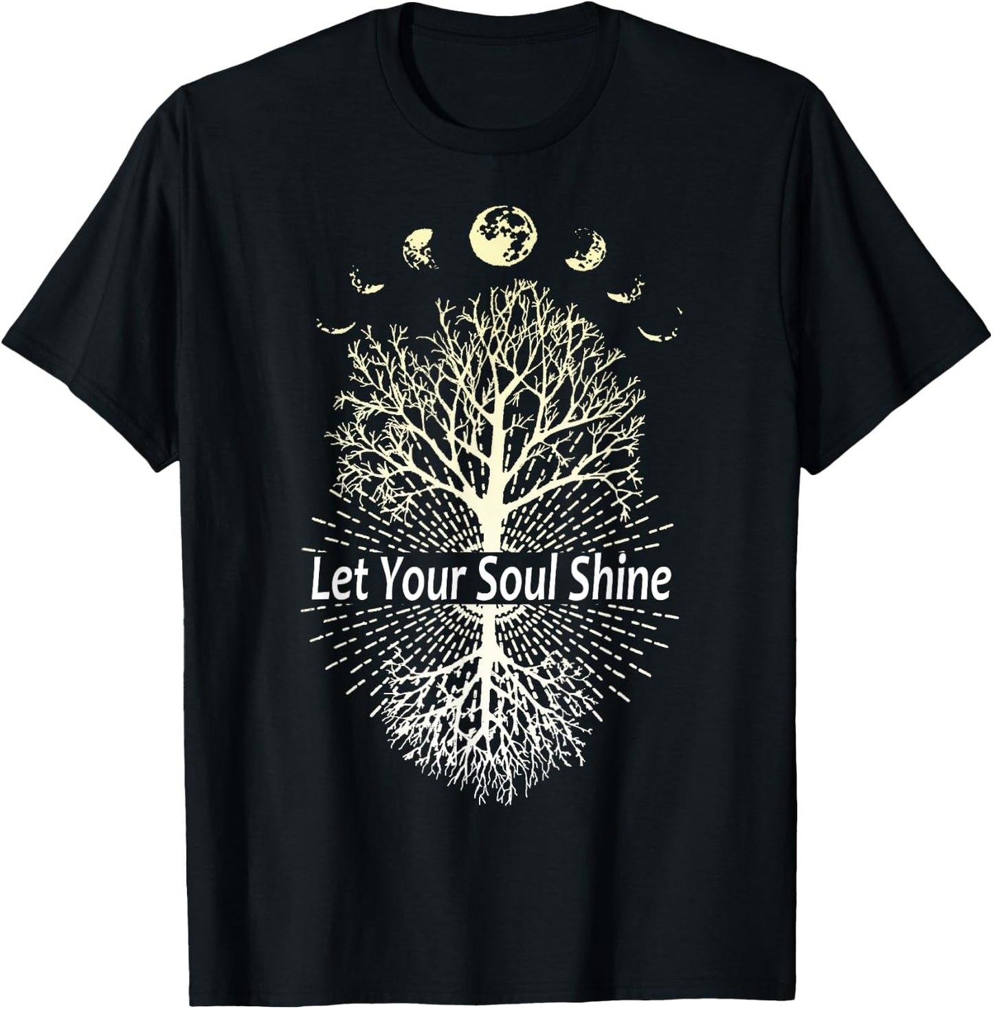 Phases of the Moon Let Your Soul Shine Tree T-Shirt - T-Shirt | Black
