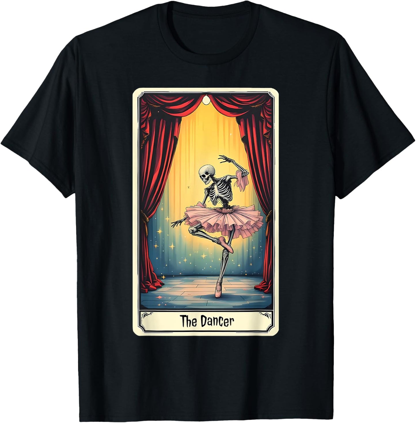 Dancer Tarot Card Skeleton Dancing Ballet Ballerina Teacher T-Shirt - T-Shirt | Black