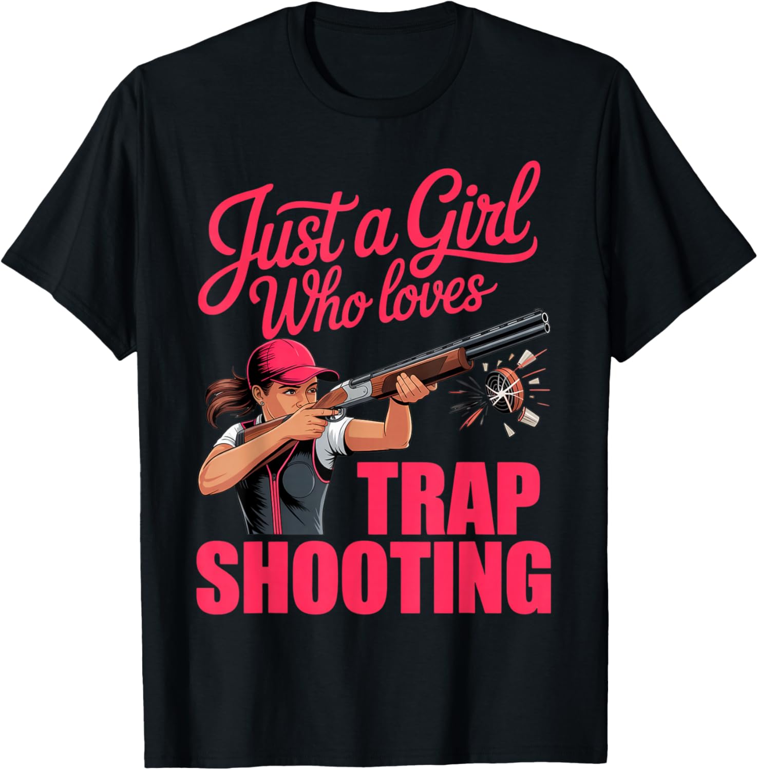 Clay Skeet Trap Pigeon Girl Who Loves Trap Shooting T-Shirt - T-Shirt | Black