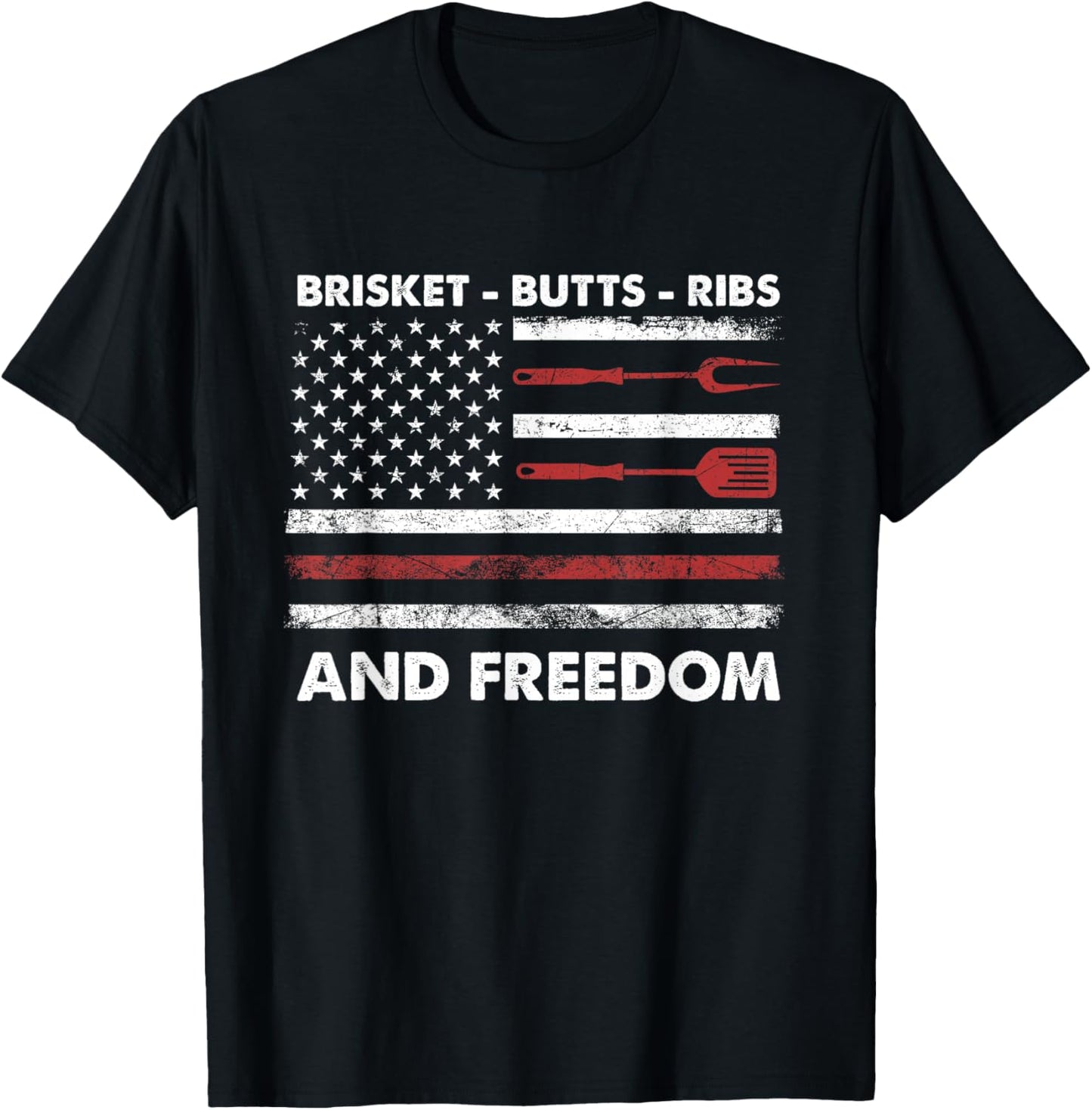 4th of July BBQ Grilling Cookout Brisket Butts Ribs Freedom T-Shirt - T-Shirt | Black