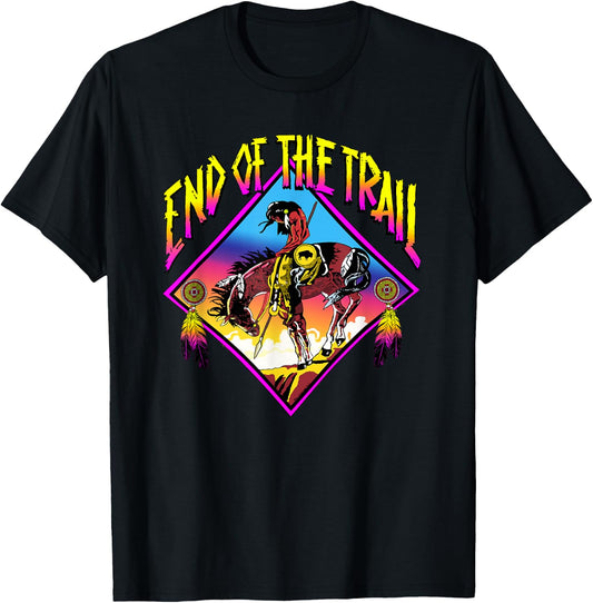 End Of The Trail Retro Native American T-Shirt - T-Shirt | Black