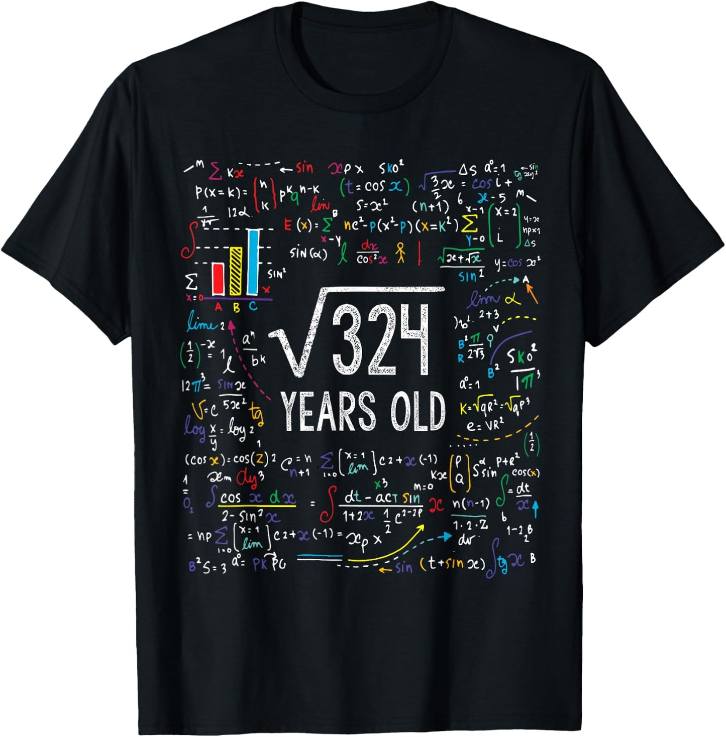 Square Root of 324 18th Birthday 18 Year Old Gifts Math Bday T-Shirt - T-Shirt | Black