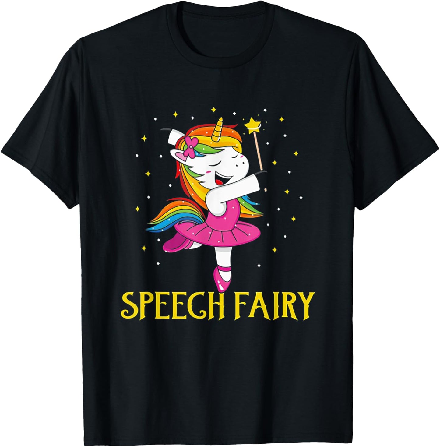 Speech Fairy Funny Unicorn T-Shirt - T-Shirt | Black