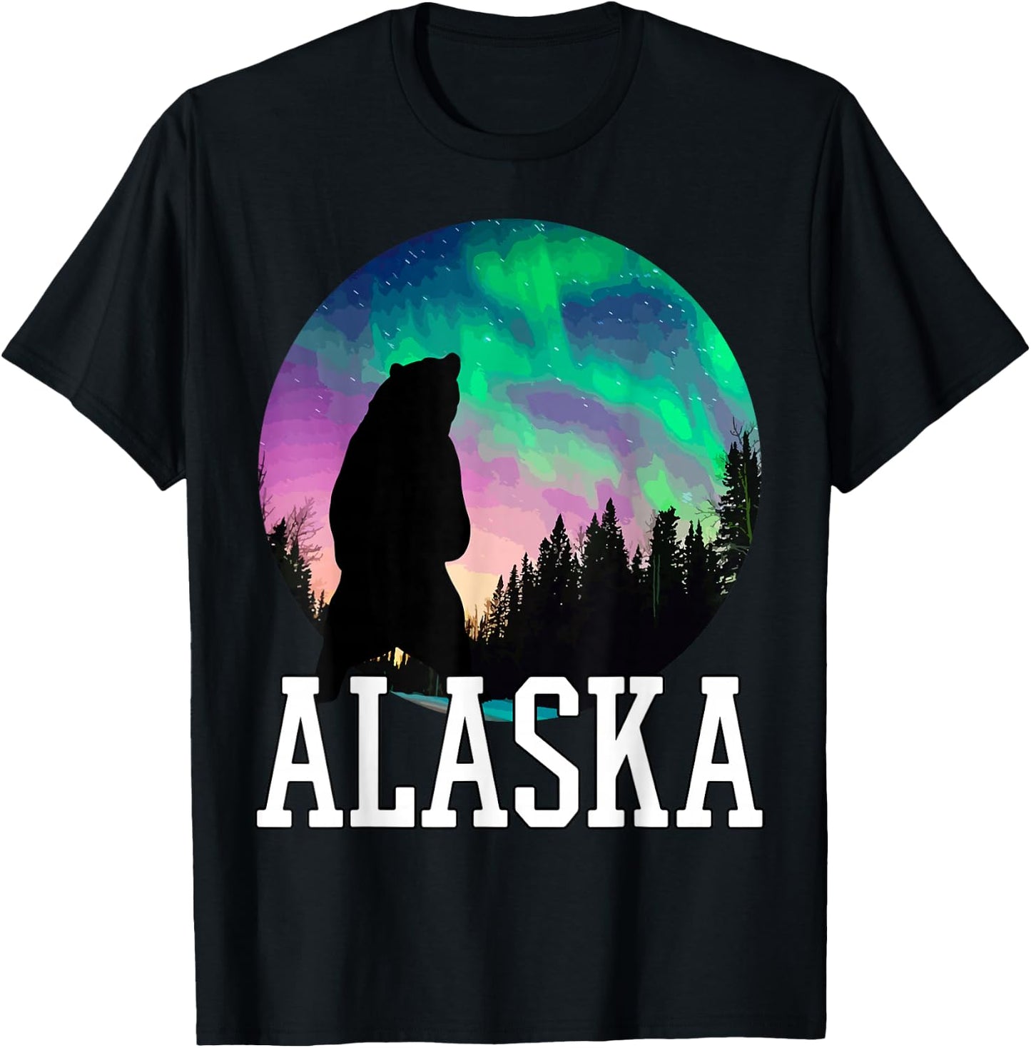 Alaska Nothern Lights Holiday View T-Shirt - T-Shirt | Black