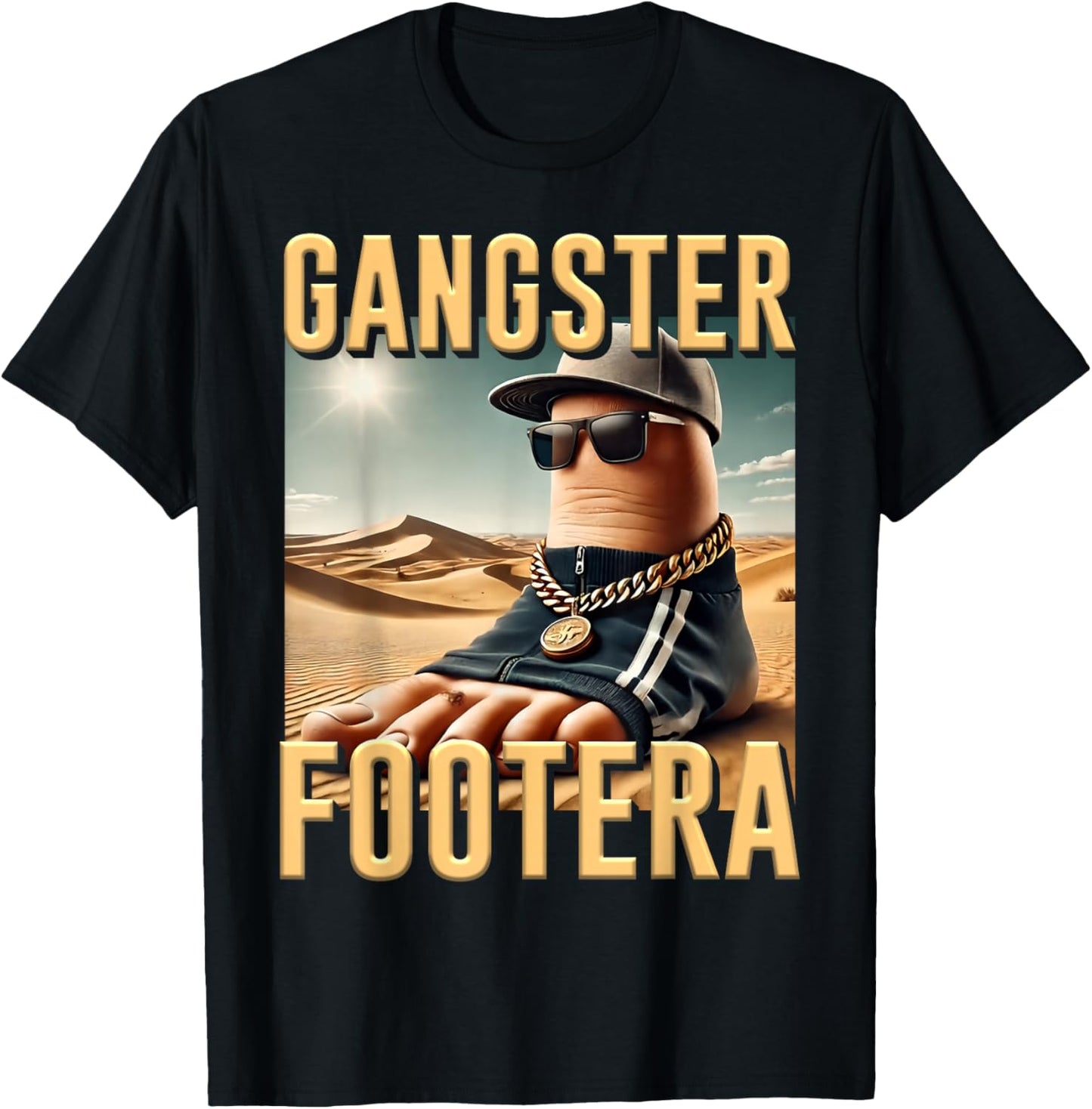 AI Meme Gangster Footera Brainrot Italian Joke Funny T-Shirt - T-Shirt | Black