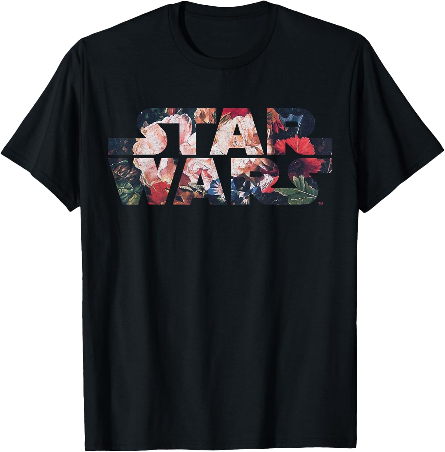 Star Wars Antique Flower Print Logo Graphic T-Shirt - T-Shirt | Black