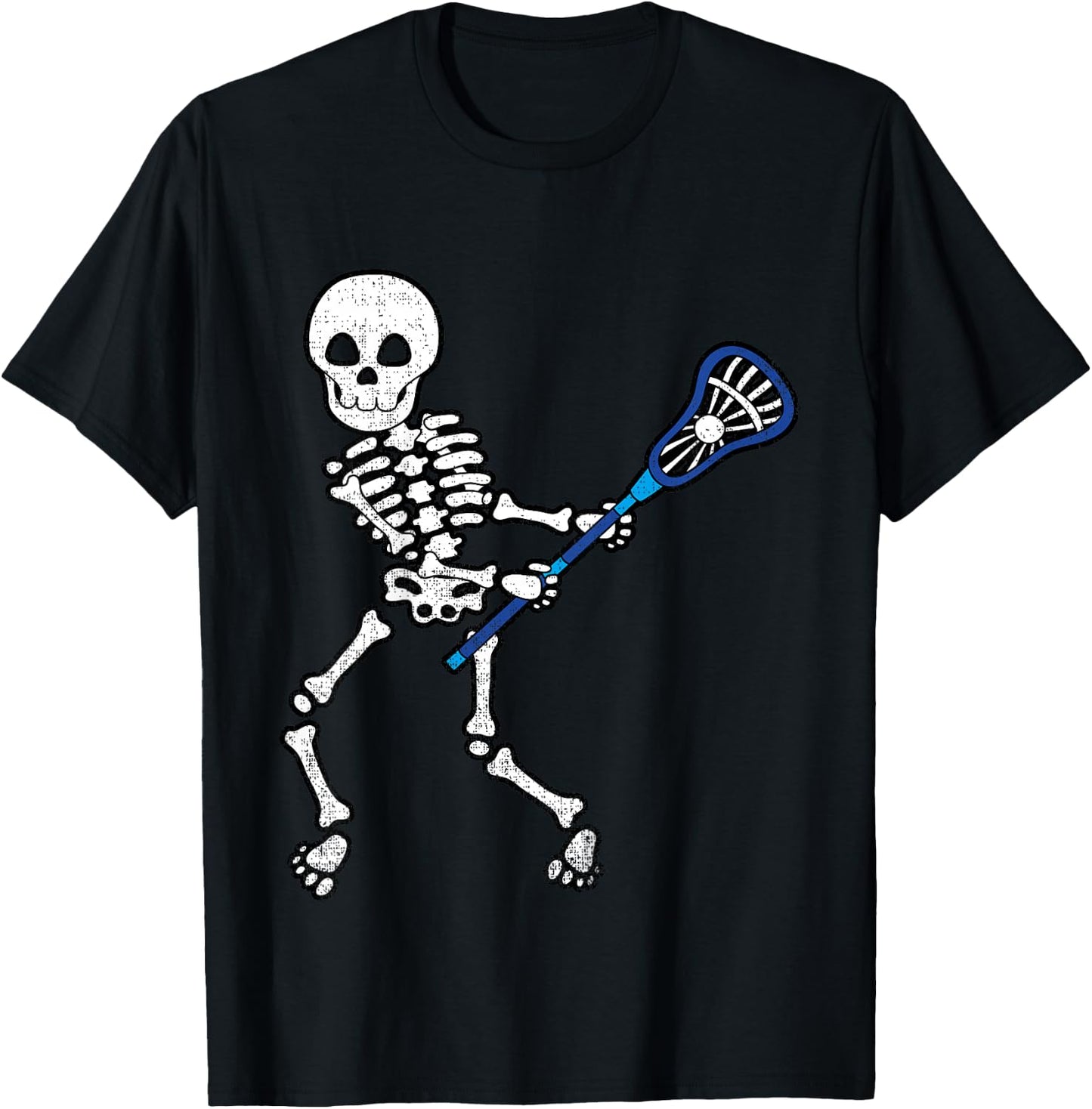 Kids Halloween Shirt Skeleton Lacrosse Sport Player Costume T-Shirt - T-Shirt | Black