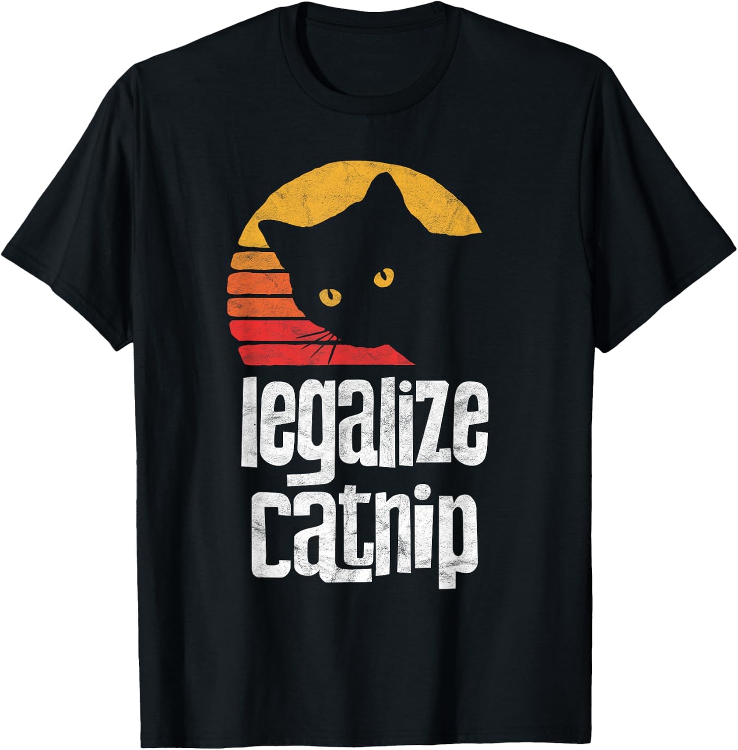 Legalize Catnip! Funny Vintage 80's Style Cat Cute Retro Women T-Shirt - T-Shirt | Black