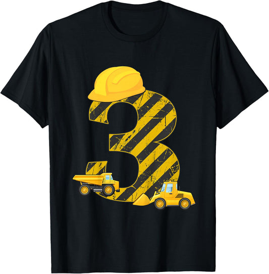 3rd Birthday Digger I 3 Years Builder Excavator Gift T-Shirt - T-Shirt | Black