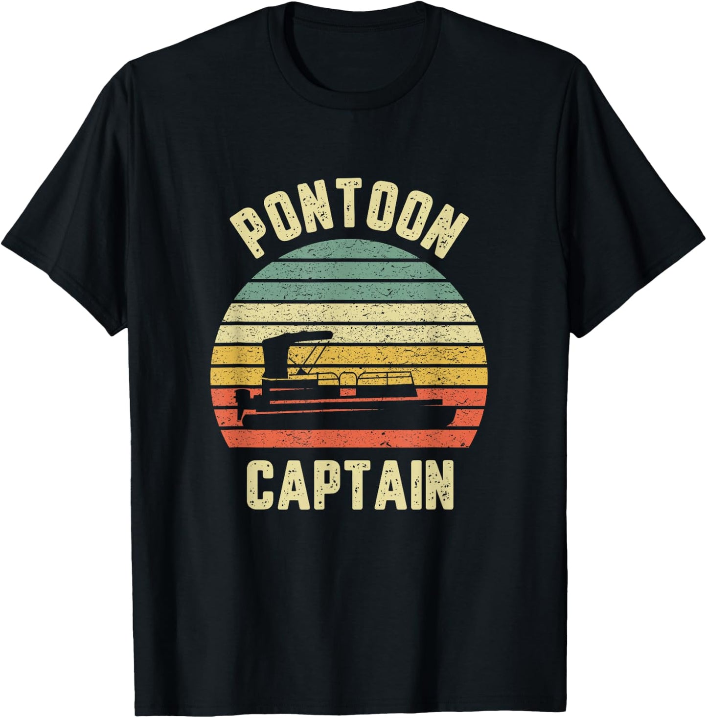 Vintage Pontoon Captain Shirt Funny Pontoon Boat T-Shirt - T-Shirt | Black