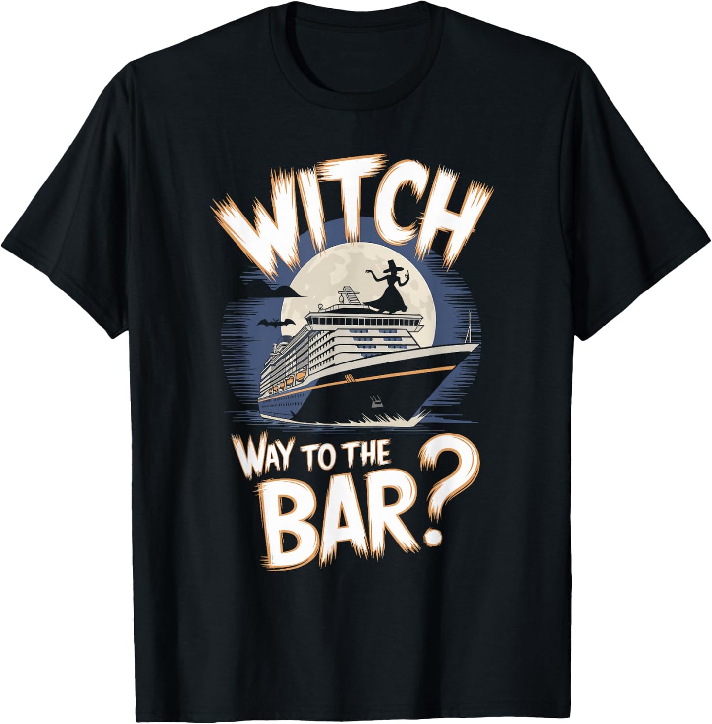 Witch Way to the Bar Funny Halloween Cruise T-Shirt - T-Shirt | Black