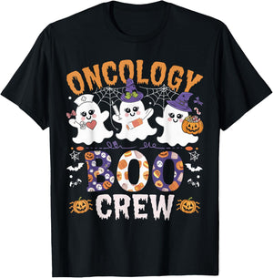 Oncology Boo Crew Funny Ghost Halloween Spooky Costume Nurse T-Shirt - T-Shirt | Black