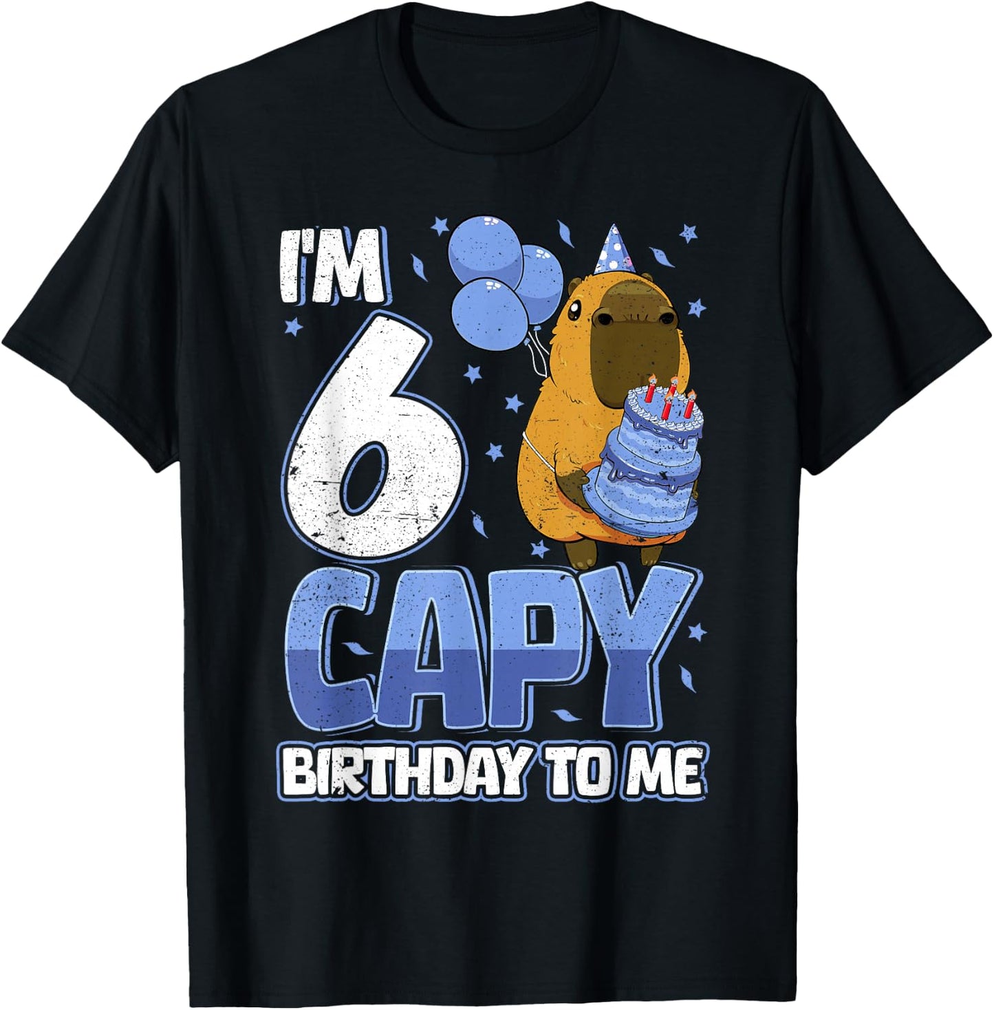 6 Years Capy Birthday to me Boys 6th Birthday Capybara T-Shirt - T-Shirt | Black