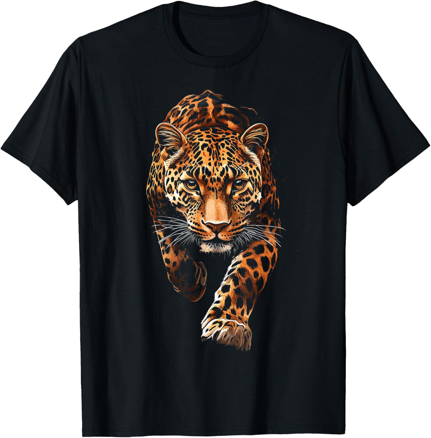 Leopard Animal Graphic Illustration Leopard T-Shirt - T-Shirt | Black