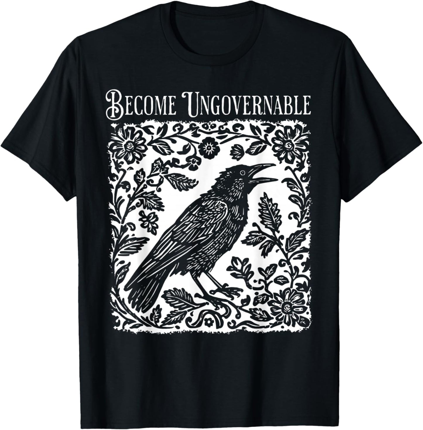 Become Ungovernable Folklore Forest Crow Vintage T-Shirt - T-Shirt | Black