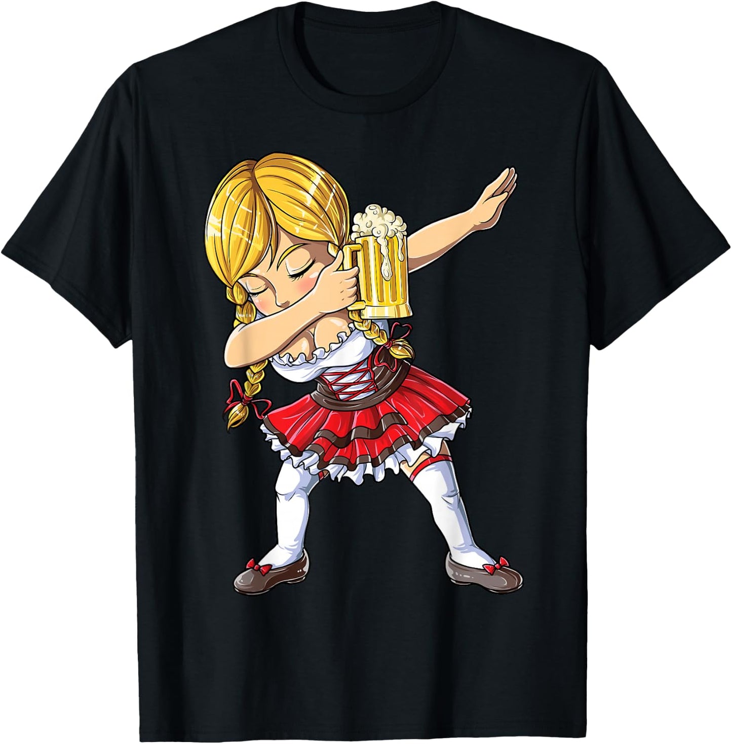 Dabbing German Girl T Shirt Oktoberfest Women Dirndl Beer T-Shirt - T-Shirt | Black