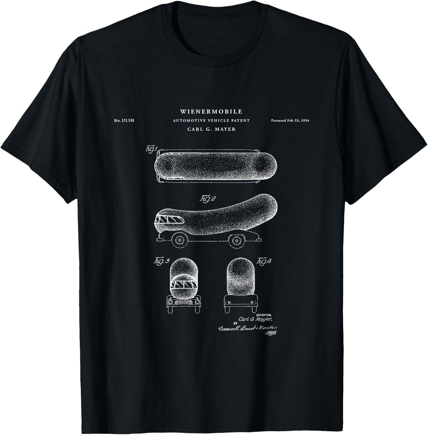 Patent Wienermobile Patent - Black, Small, , Short Sleeve, Classic Fit, Cotton 60% Polyester 40%, Everyday, Retro, Women's, Novelty T-Shirt - T-Shirt | Black