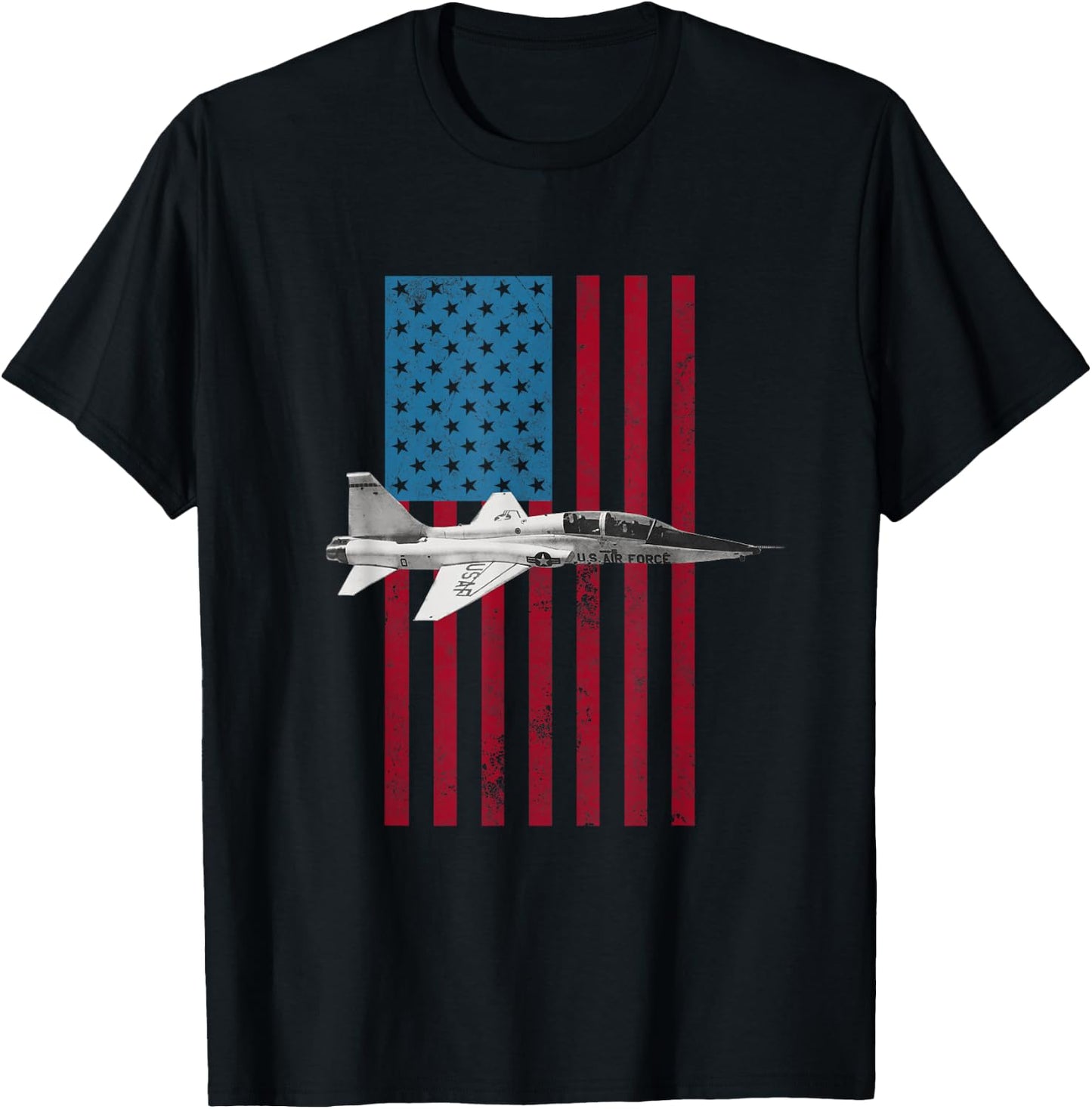 T-38 Talon USA American Flag - Military T-Shirt - T-Shirt | Black