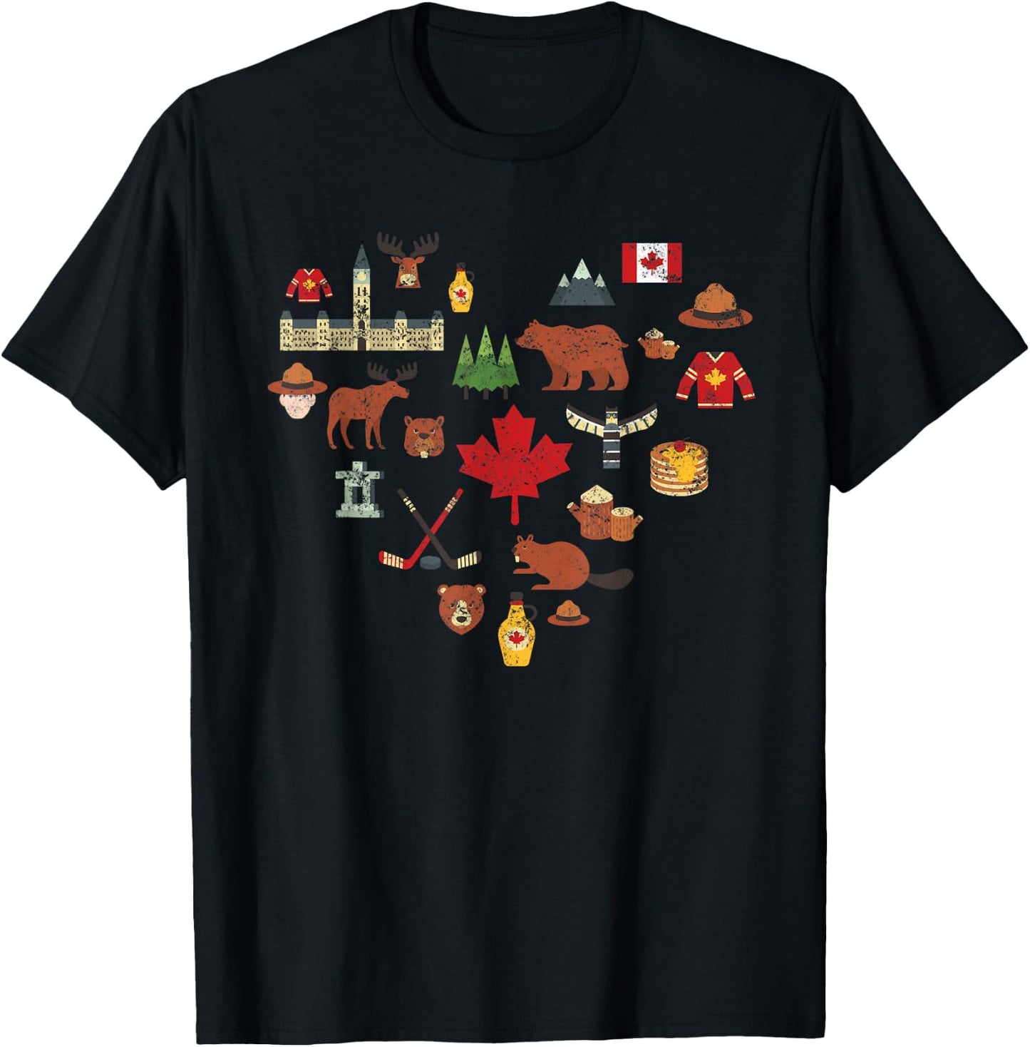 Canadian Vintage Symbols Canada Flag Maple Leaf RCMP T-Shirt - T-Shirt | Black