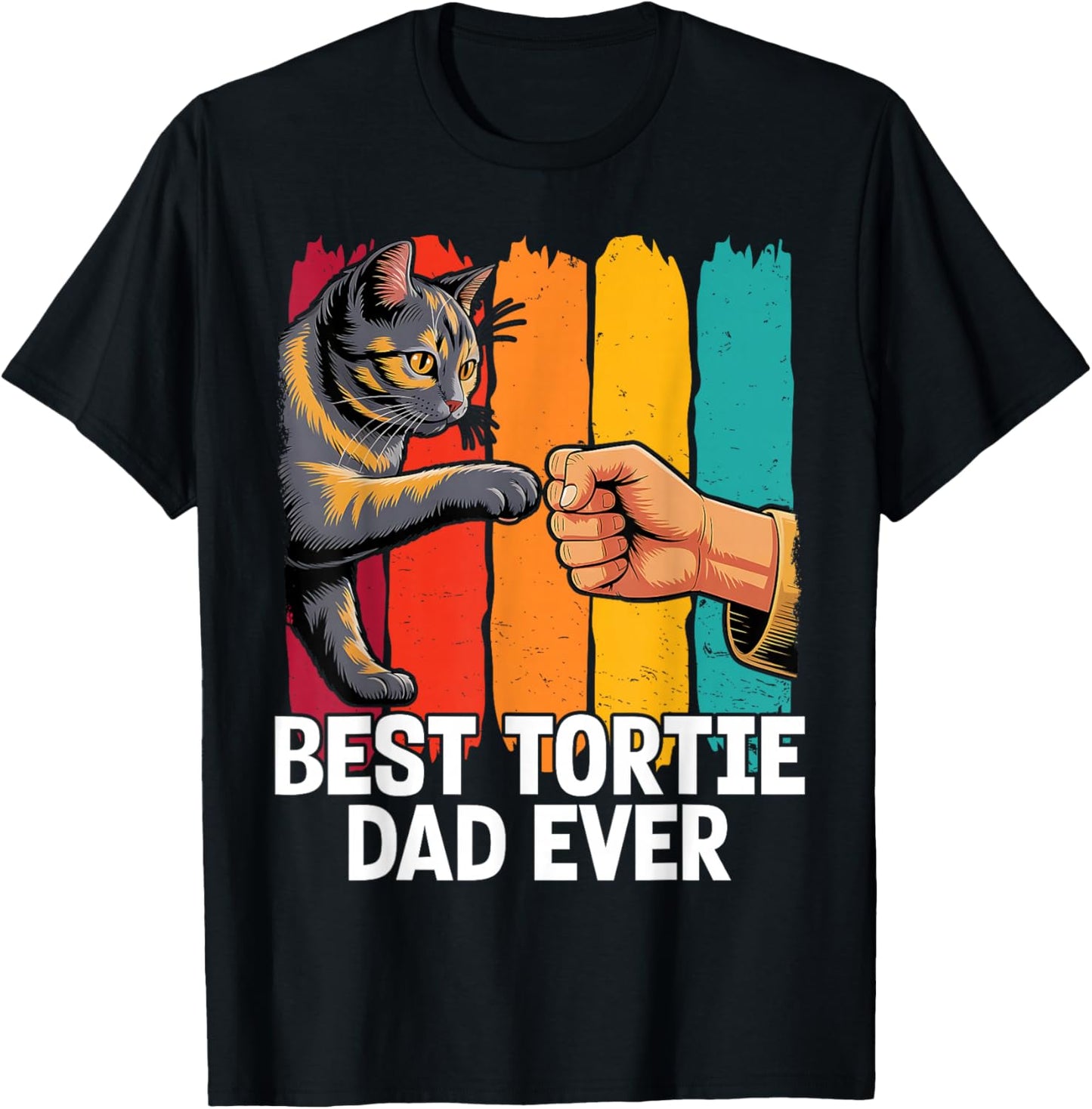 Best Tortie Dad Tortoiseshell Owner Cat Lover T-Shirt - T-Shirt | Black
