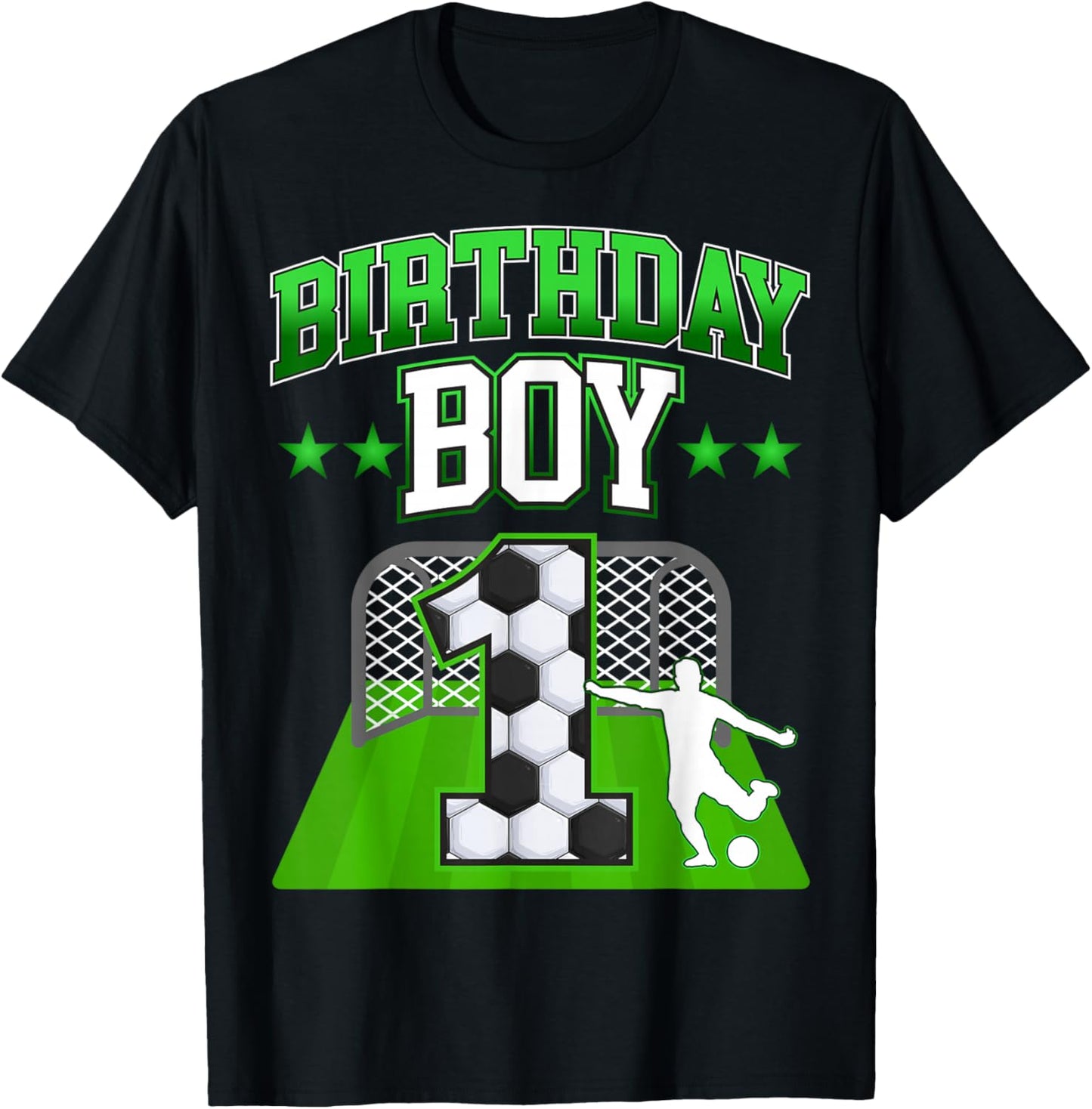 Soccer Themed Birthday boy Outfit for 1 Year Old Celebration T-Shirt - T-Shirt | Black