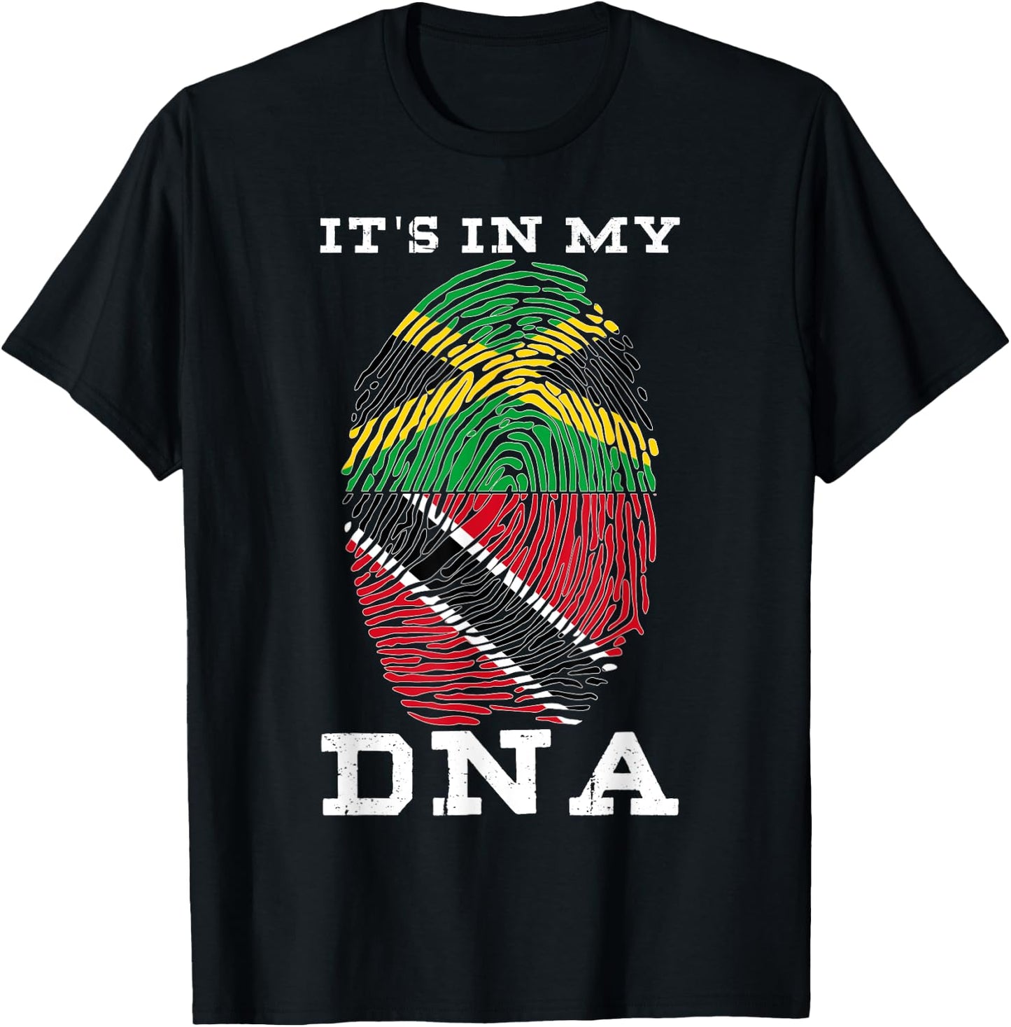 Trinidadian Plus Jamaican Mix DNA Flag Heritage Pride Gifts T-Shirt - T-Shirt | Black