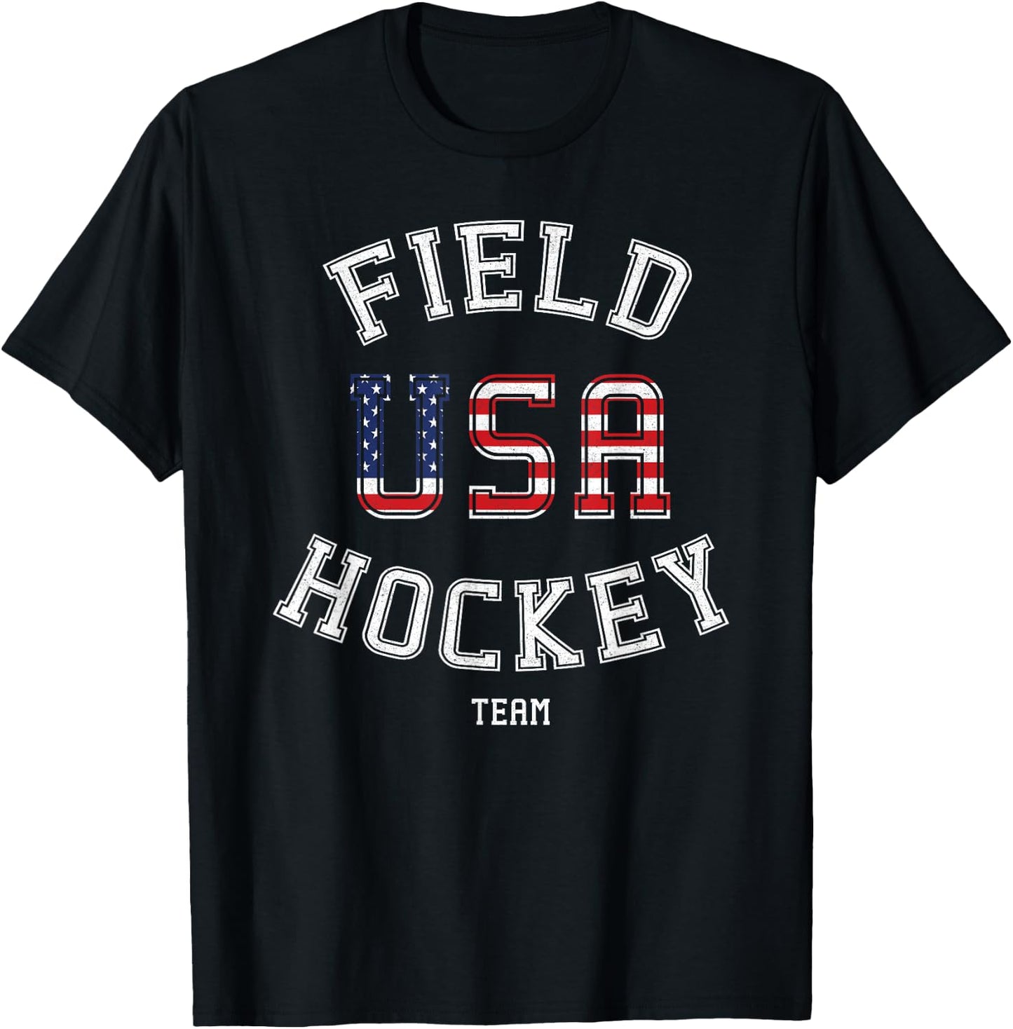 American Flag USA Field Hockey Player Gift Kids Men T-Shirt - T-Shirt | Black
