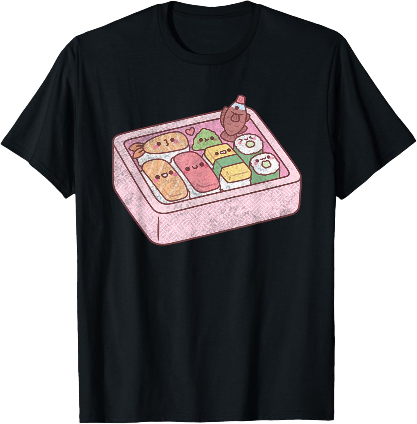 Funny Kawaii Japanese Bento Box Sushi T-Shirt - T-Shirt | Black