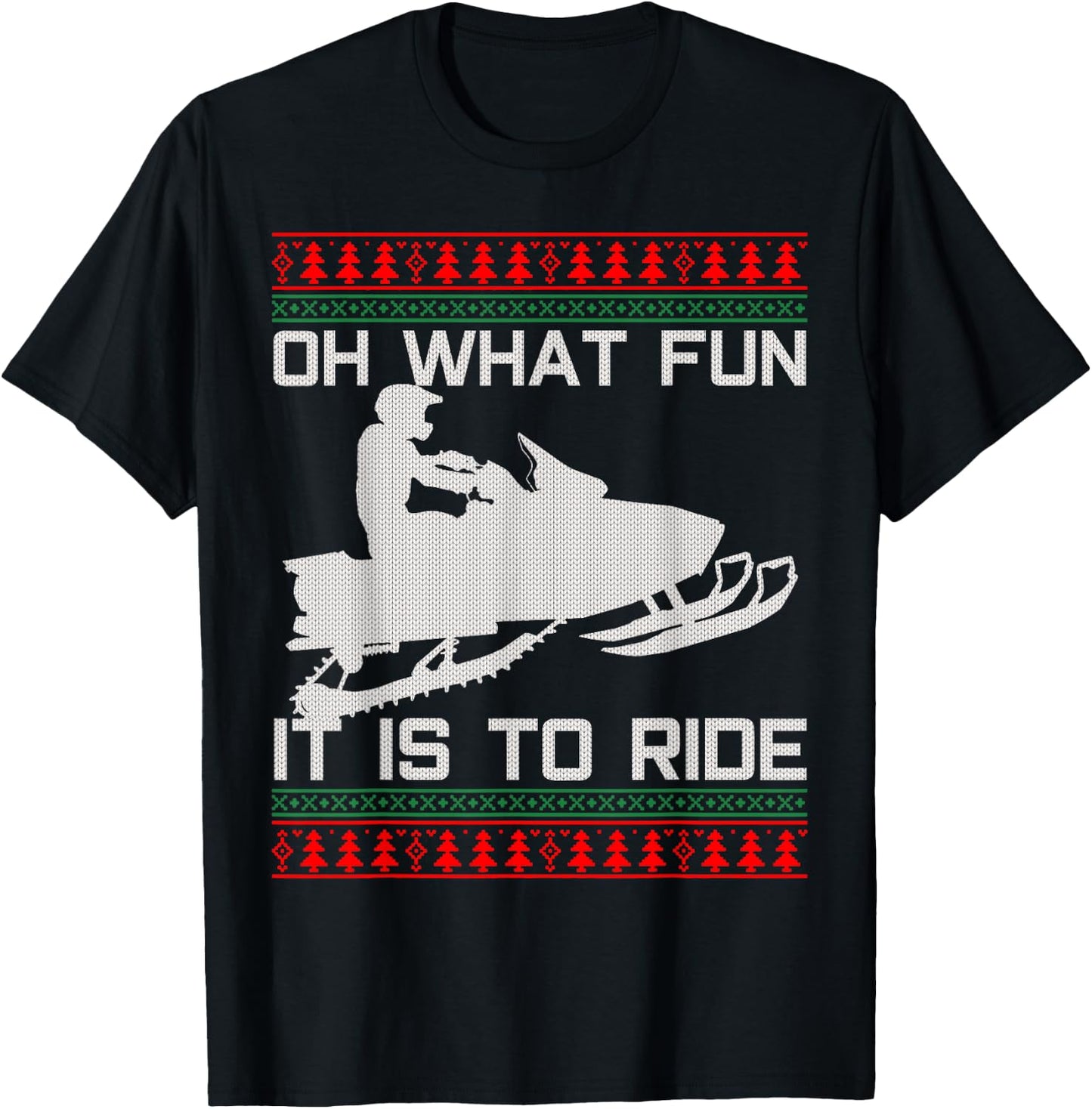 Snowmobile Ugly Christmas Christmas Funny Gift T-Shirt - T-Shirt | Black