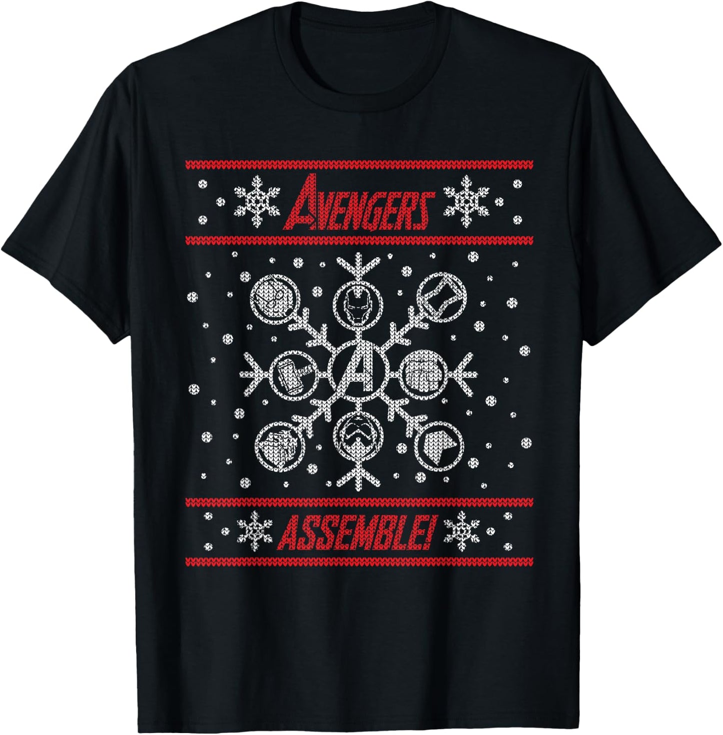 Marvel Avengers Assemble Holiday Sweater T-Shirt - T-Shirt | Black