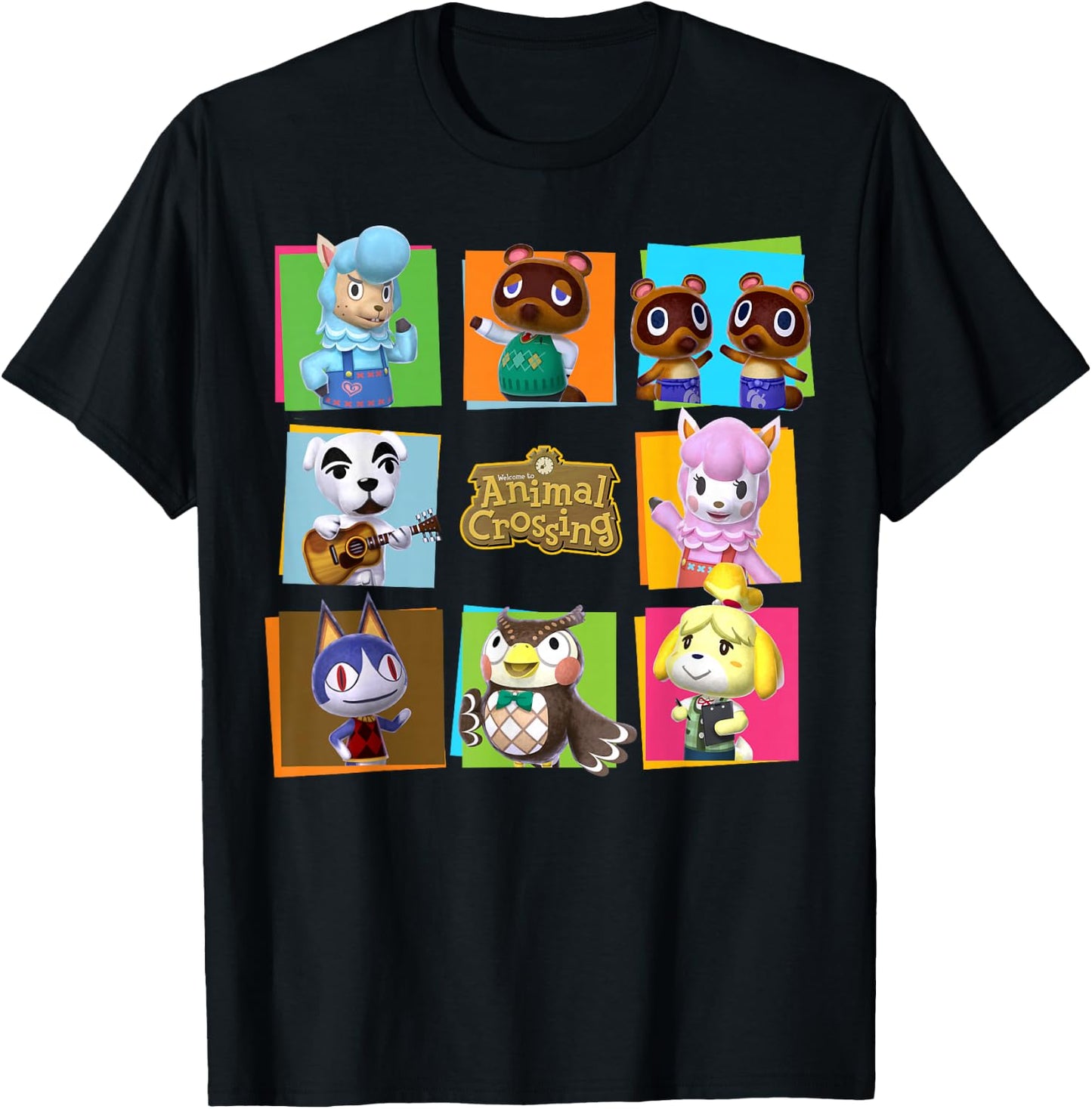 Animal Crossing Group Shot Panels T-Shirt - T-Shirt | Black