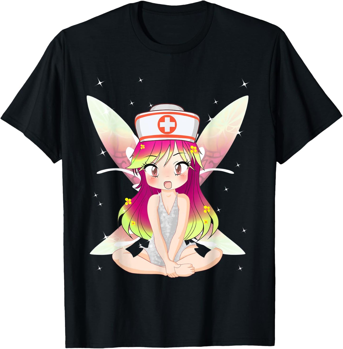 Anime Pixie Fairy Nurse Appreciation International Nurse Day T-Shirt - T-Shirt | Black