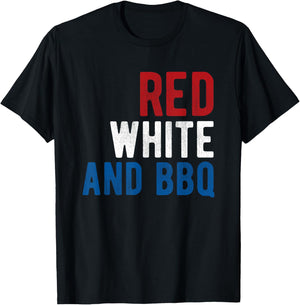 4th of July Grilling Cookout Red White and BBQ Meat Smoke T-Shirt - T-Shirt | Black
