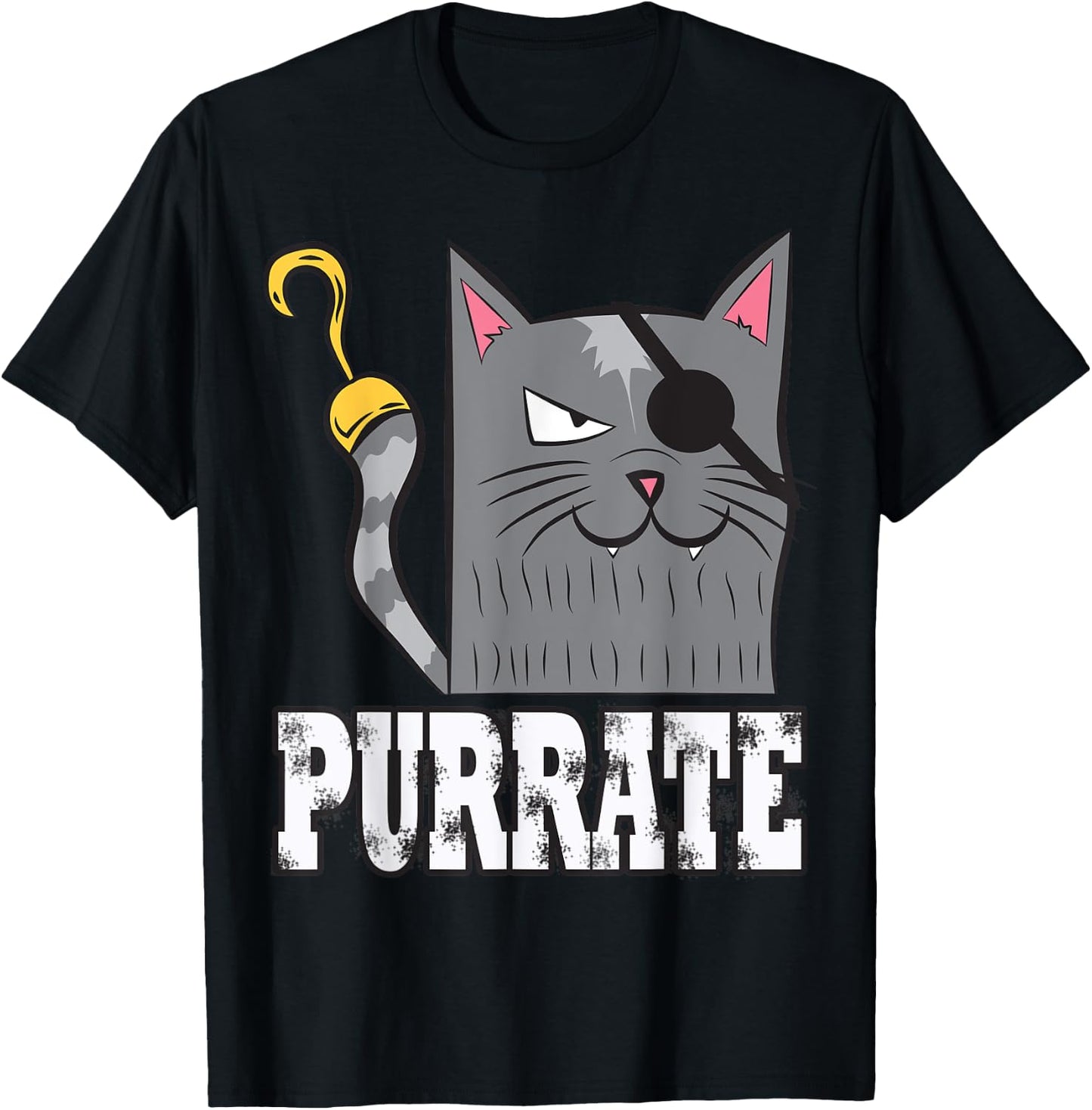 Purrate Pirate Cat Purrate Captain Kitty Eye Patch Sea T-Shirt - T-Shirt | Black