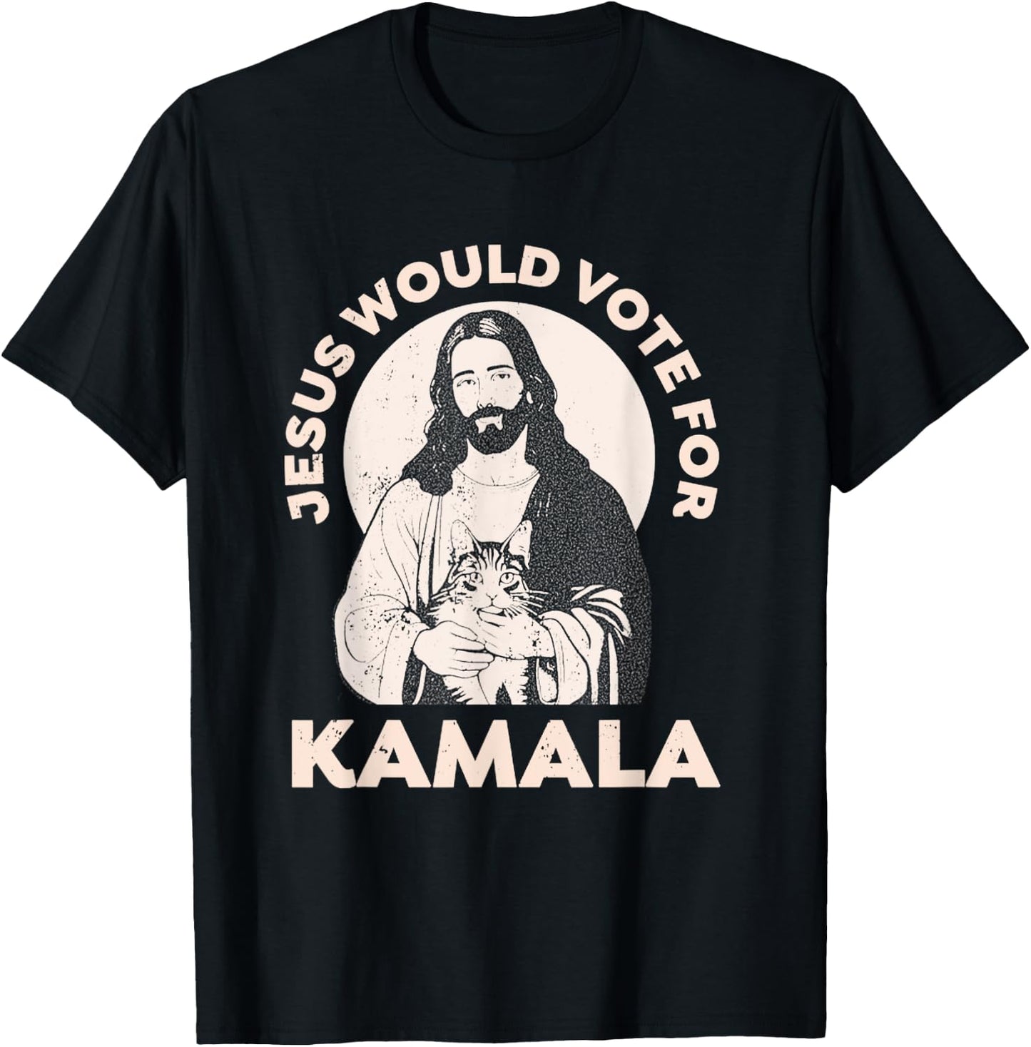 Jesus Would Vote For Kamala Harris 2024 Cat Lady T-Shirt - T-Shirt | Black