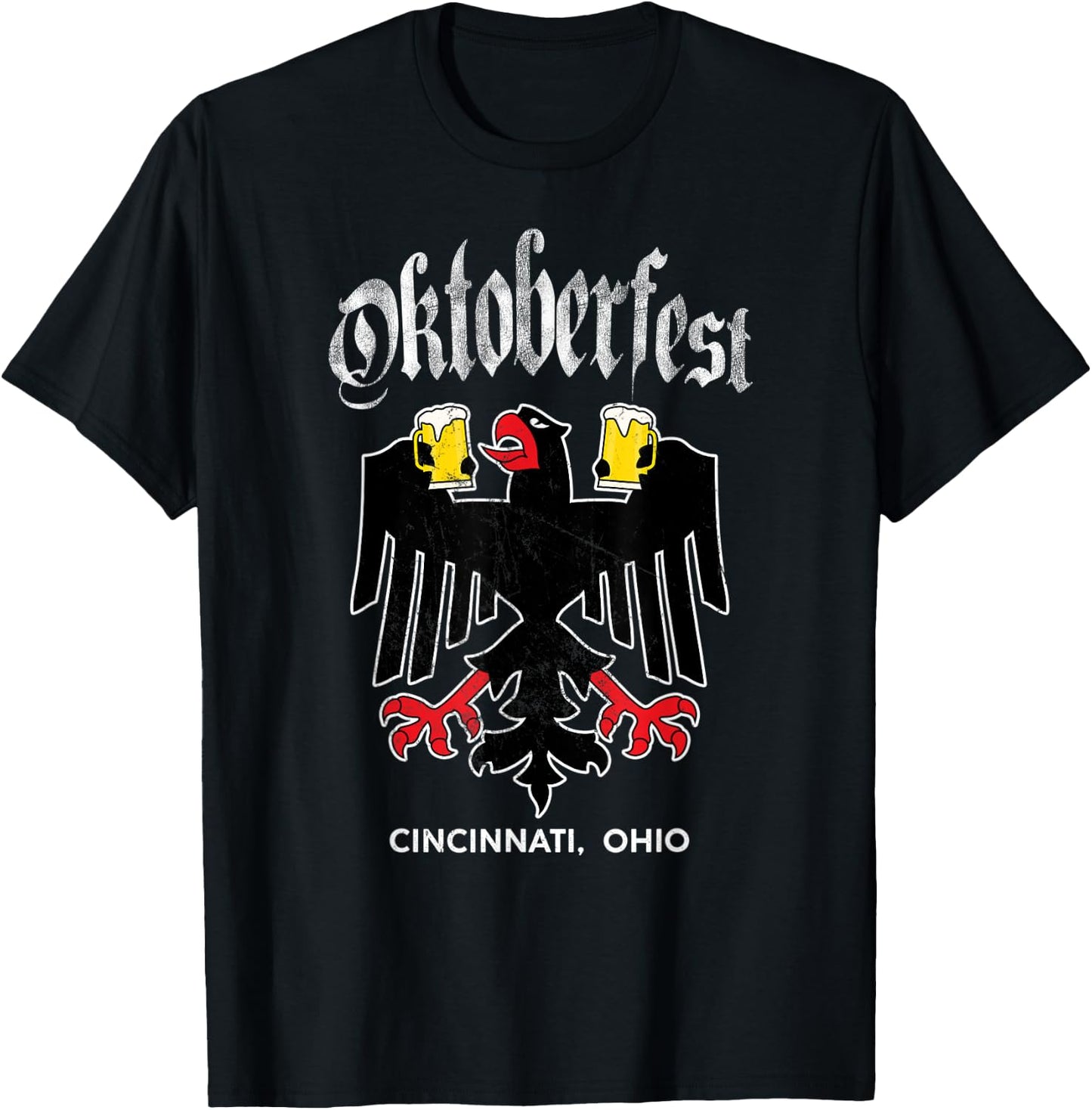 Cincinnati Oktoberfest German Eagle Drinking Buddy T-Shirt - T-Shirt | Black