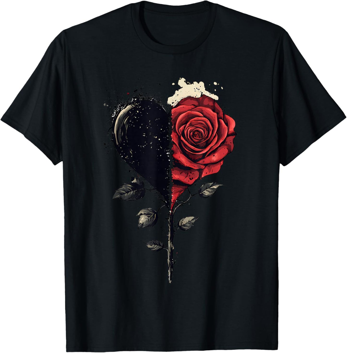 Red Rose Heart Flower Botanist Garden Gardening Flower Rose T-Shirt - T-Shirt | Black