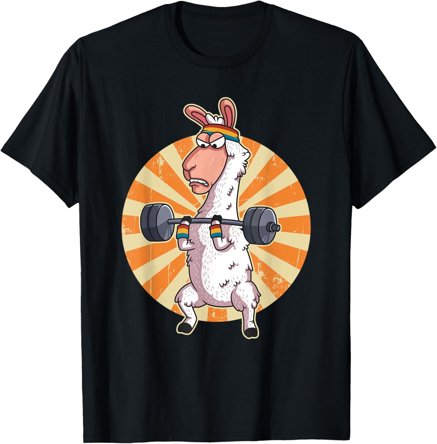 Weightlifting Llama Alpaca Gym Training Workout Gift T-Shirt - T-Shirt | Black