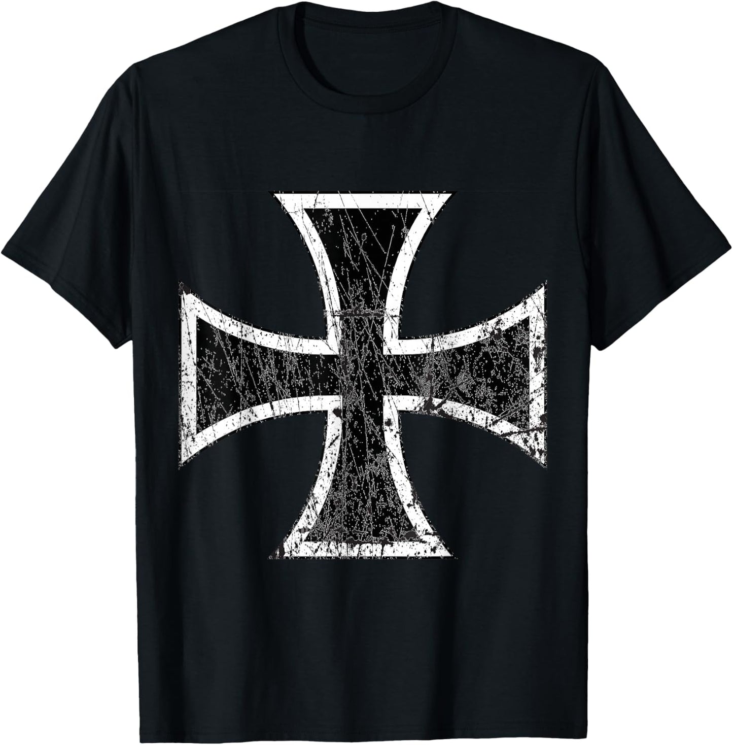 Distressed Iron Cross T-Shirt - T-Shirt | Black