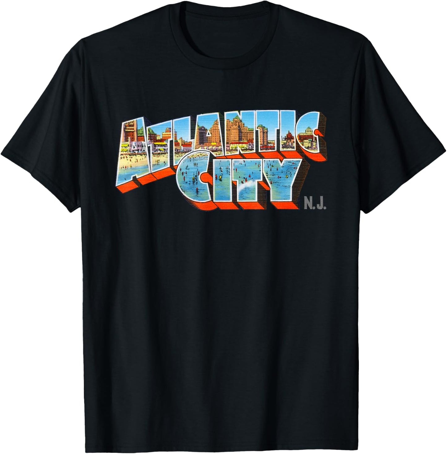 Atlantic City New Jersey NJ Vintage Retro Souvenir T-Shirt - T-Shirt | Black