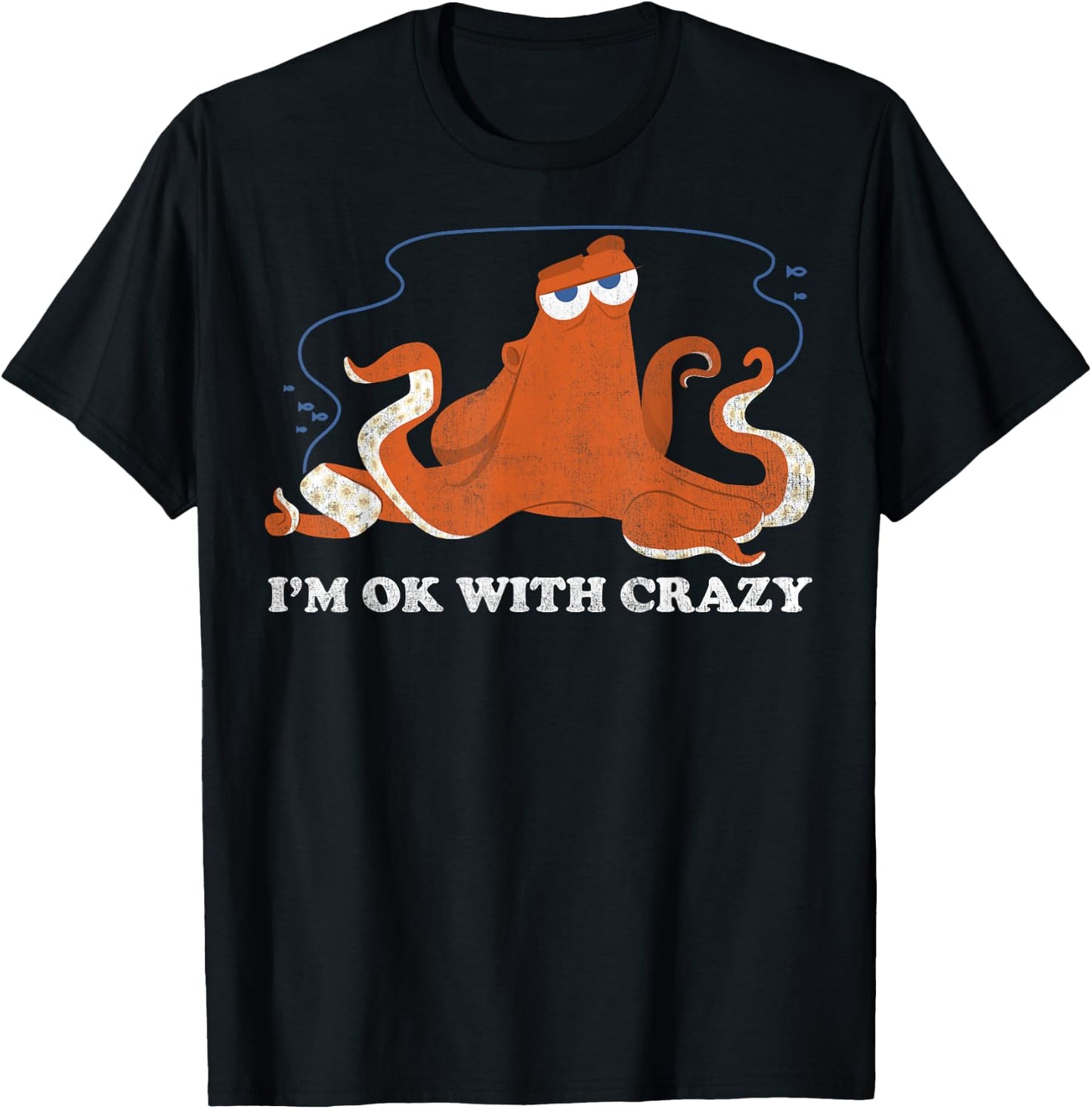 Disney Pixar Finding Dory Hank Ok With Crazy Bold Logo T-Shirt - T-Shirt | Black