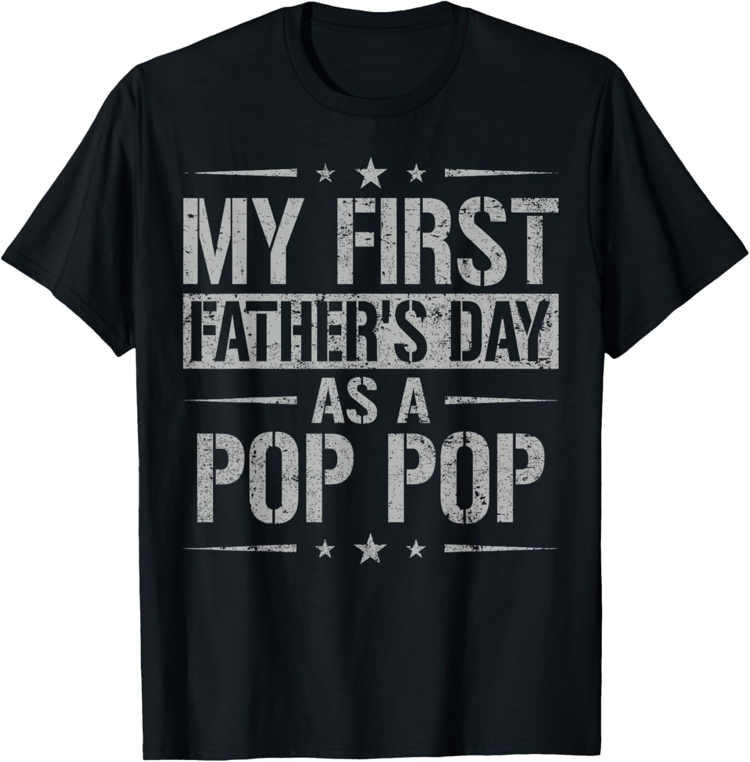 My First Father's Day As A Pop Pop Retro Fathers Day Pop Pop T-Shirt - T-Shirt | Black