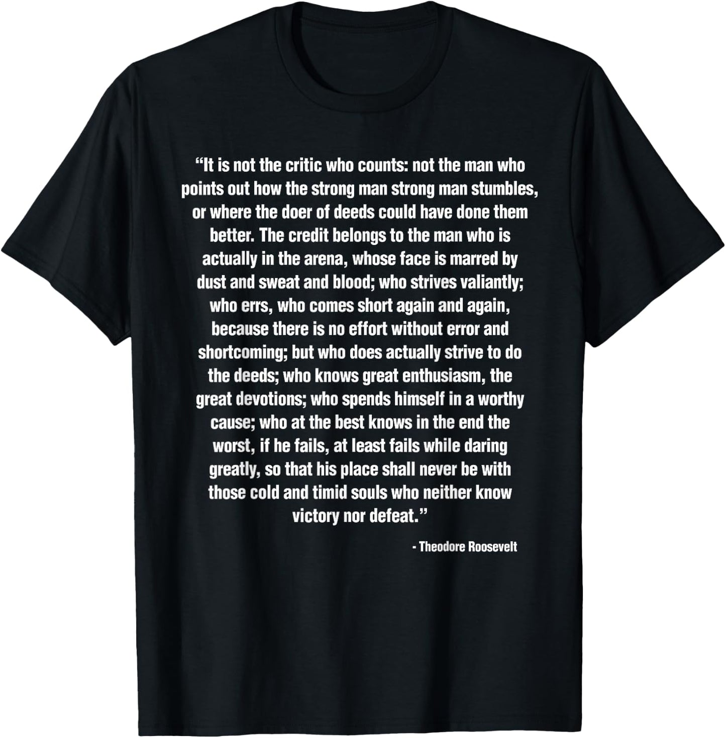 Man In The Arena Slogan Teddy Roosevelt Quote Icon T-Shirt - T-Shirt | Black