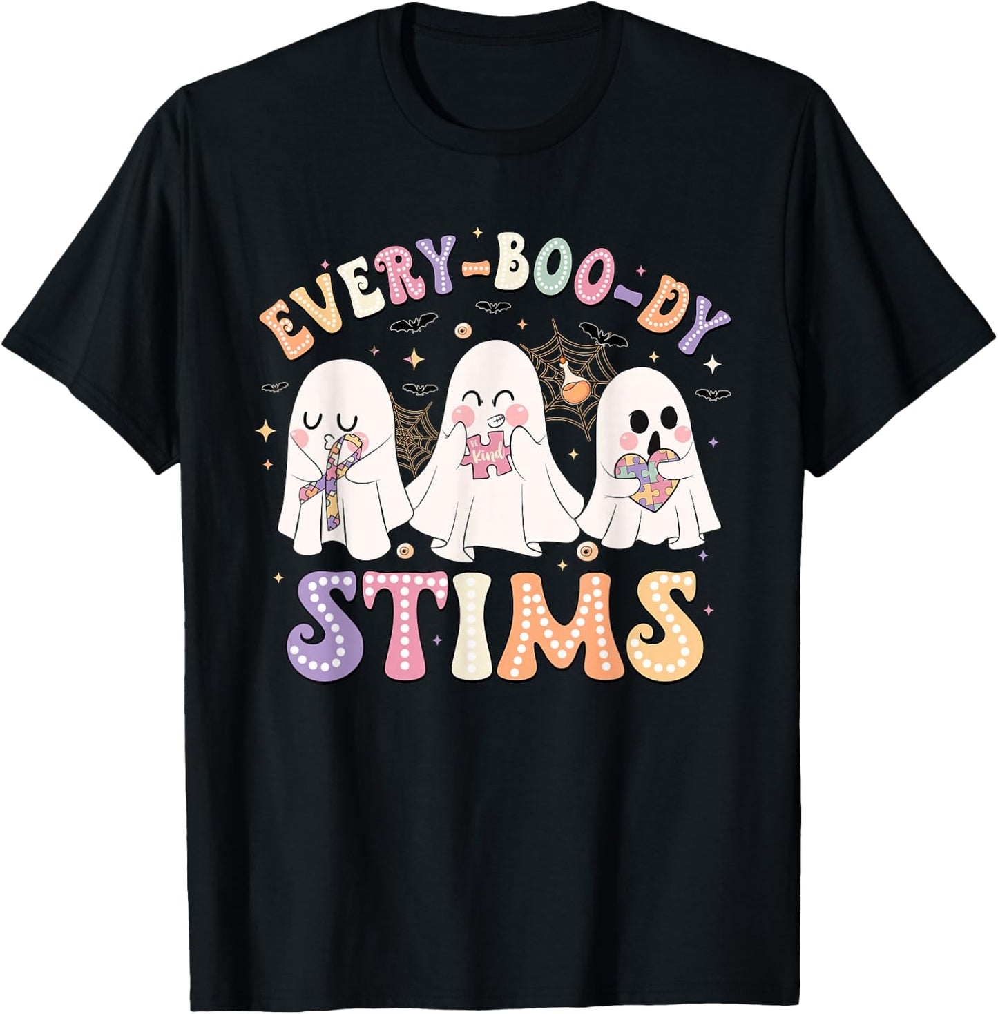 Everyboody Stims Halloween Special Education Spooky Autism T-Shirt - T-Shirt | Black