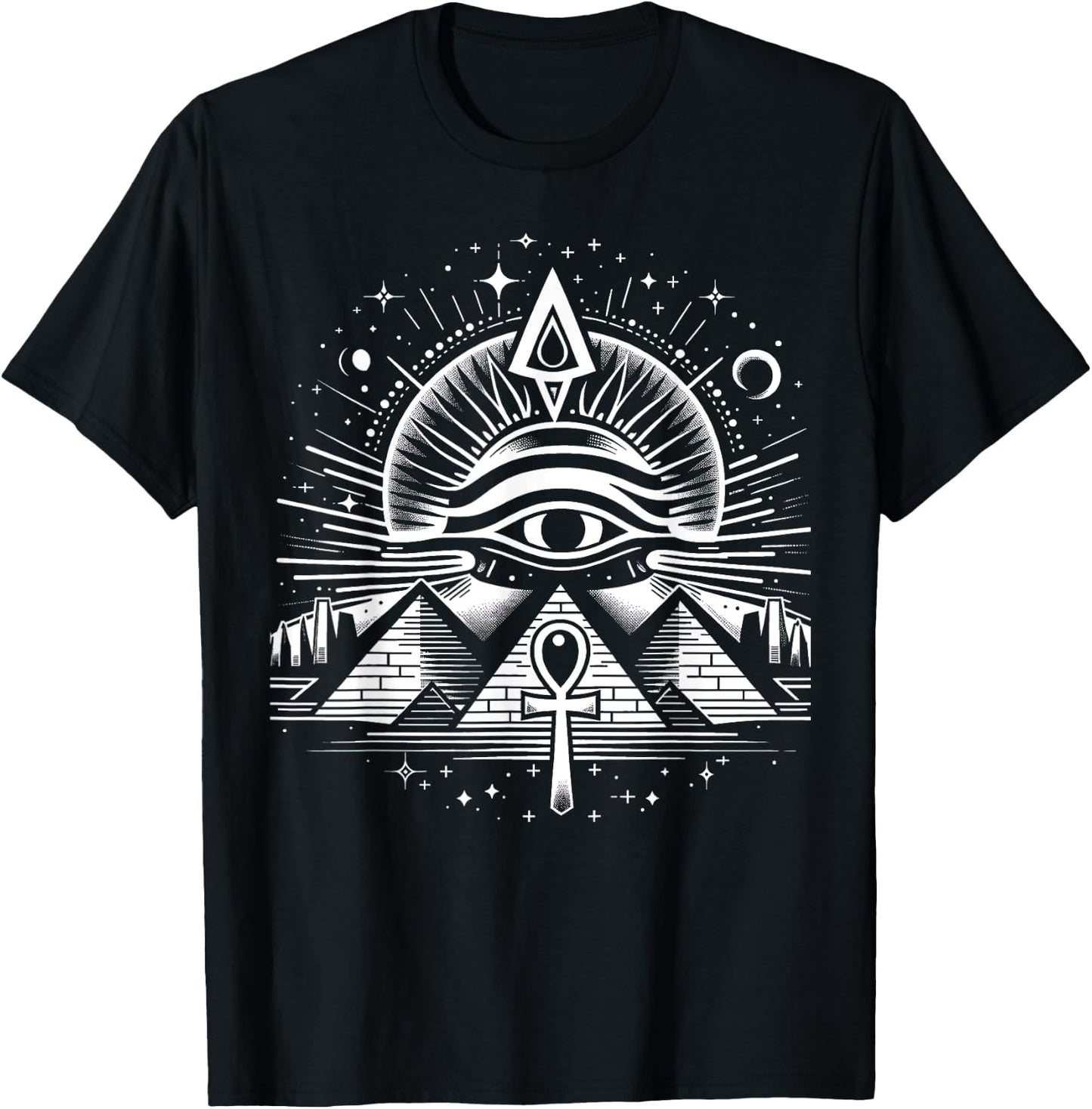 Mystical Ancient Egyptian Symbols Eye T-Shirt - T-Shirt | Black