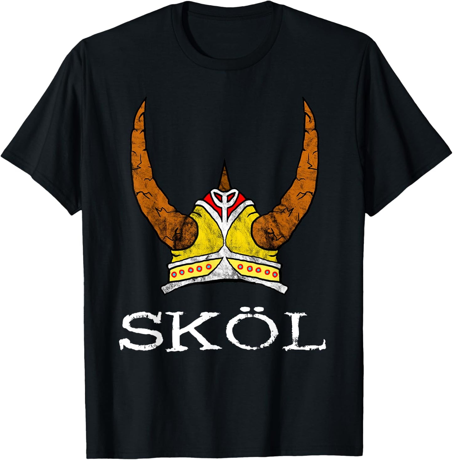 Nordic Viking Warrior Norwegian Northman Gifts Skol Viking Helmet Nordic Horned Helmet Norse Mythology Adult Black Medium T-Shirt - T-Shirt | Black
