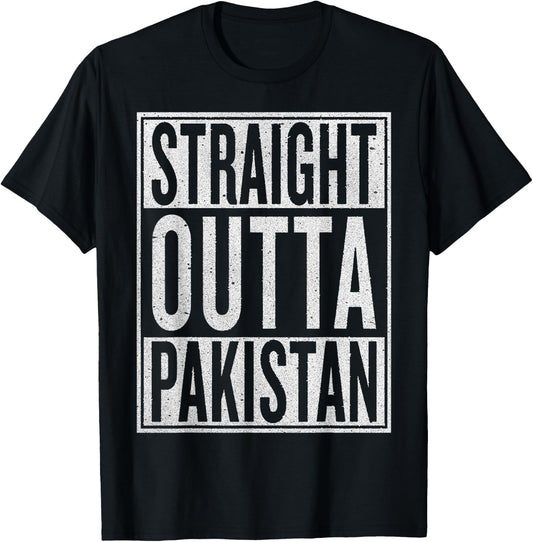 Straight Outta Pakistan Funny Travler Gift T-Shirt - T-Shirt | Black