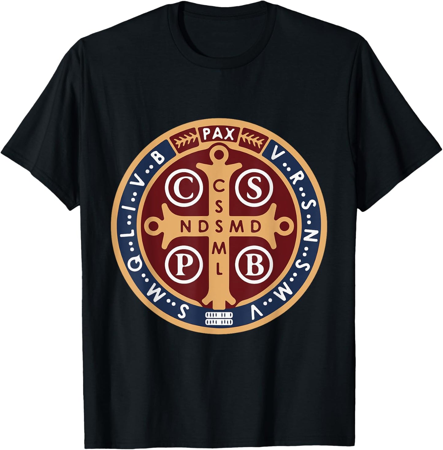Spiritual Religious Christian Catholic St Benedict T-Shirt - T-Shirt | Black
