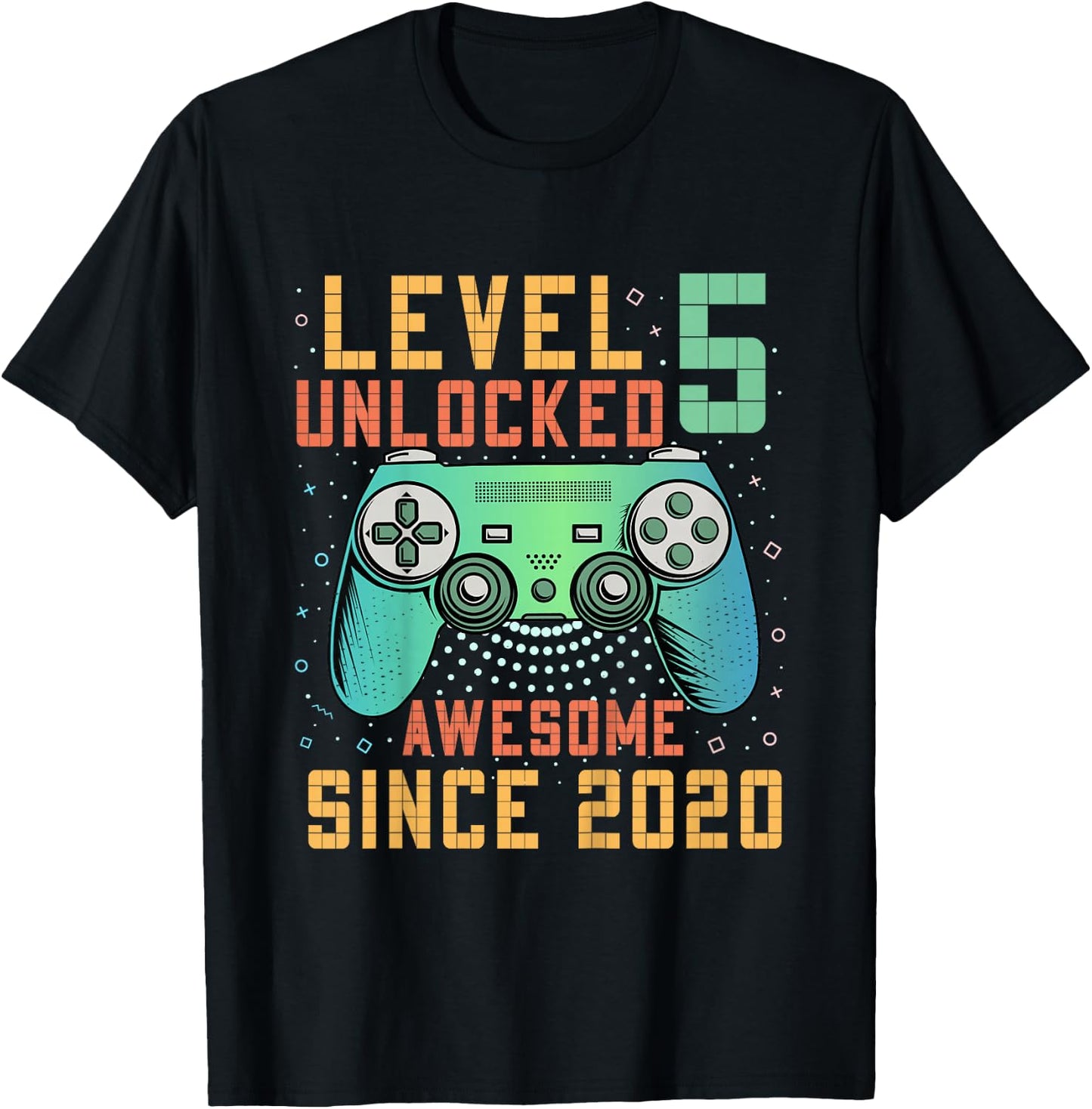 Kids Level 5 Unlocked 5th Birthday 5 Year Old Boy Gifts Gaming T-Shirt - T-Shirt | Black