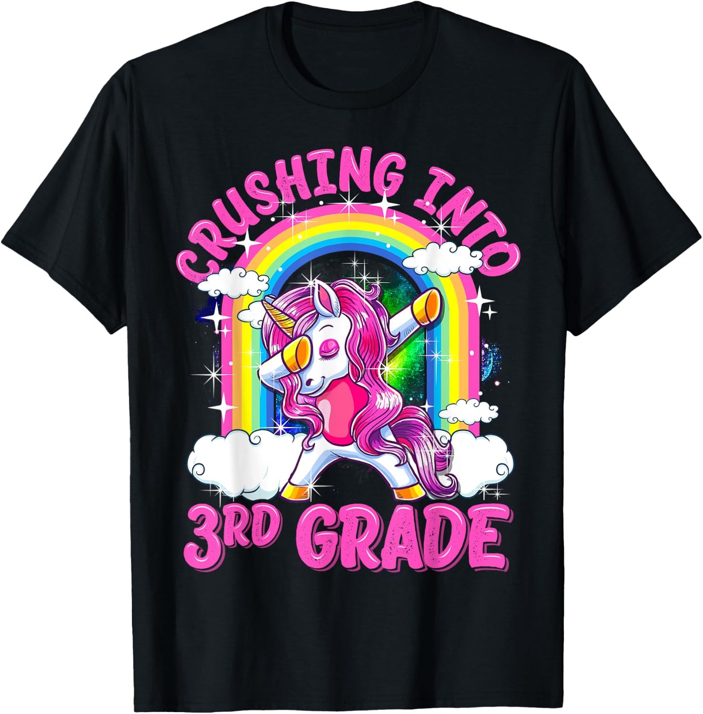 Crushing Into 3rd Grade Dabbing Unicorn Back To School Girls T-Shirt - T-Shirt | Black